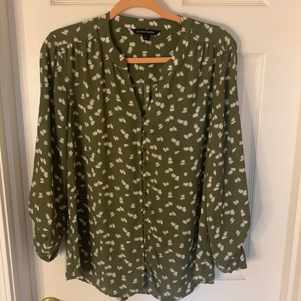 41 Hawthorne Olive Green Blouse